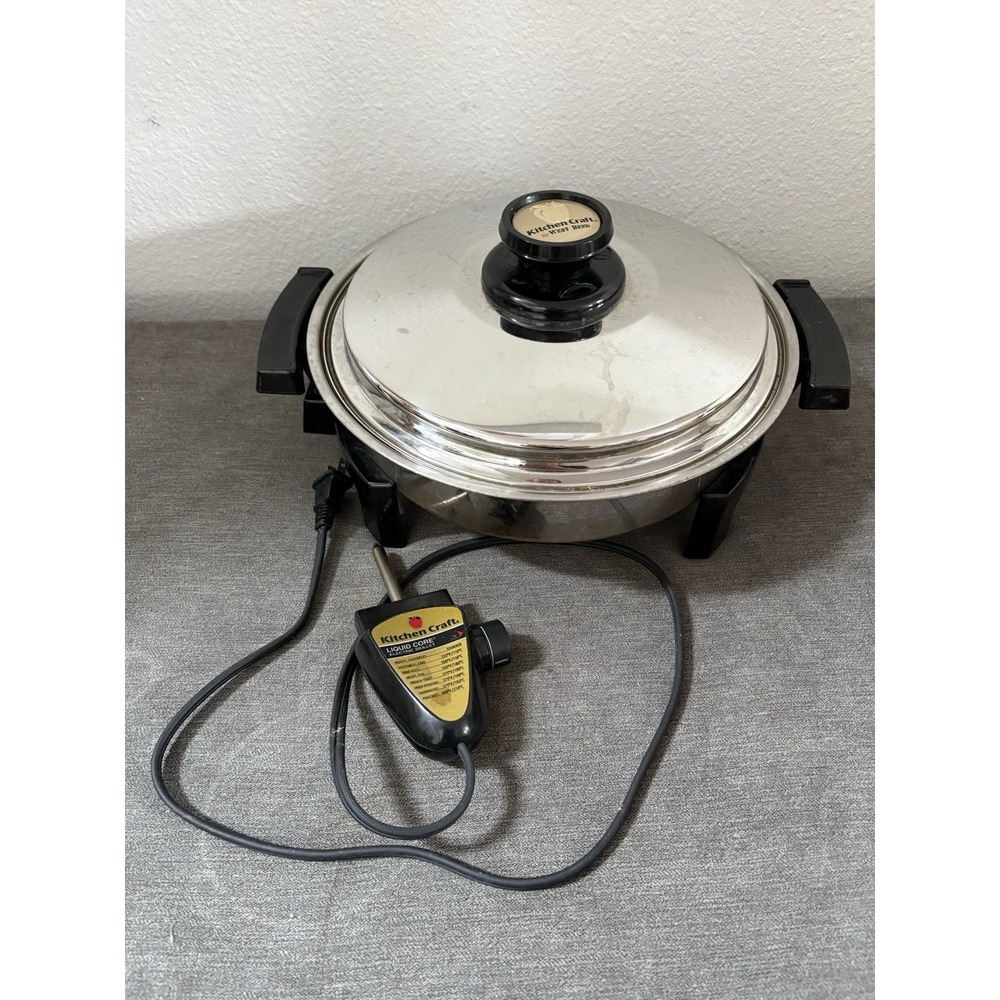 Kitchen Craft West Bend 11" Electric Skillet Liquid Core Vented Lid Stainless‎
